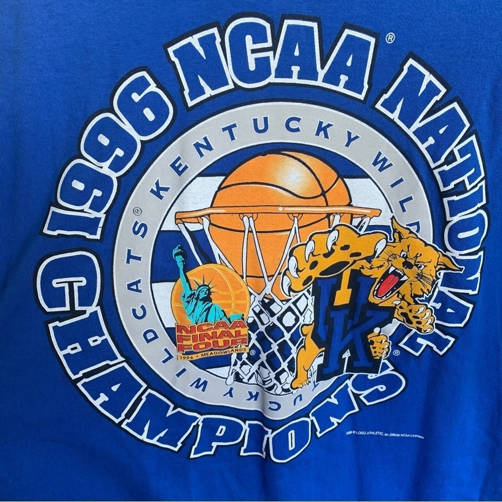Vintage Tee Shirt Kentucky Wildcats 1996 Basketball Championship Blue Size Large